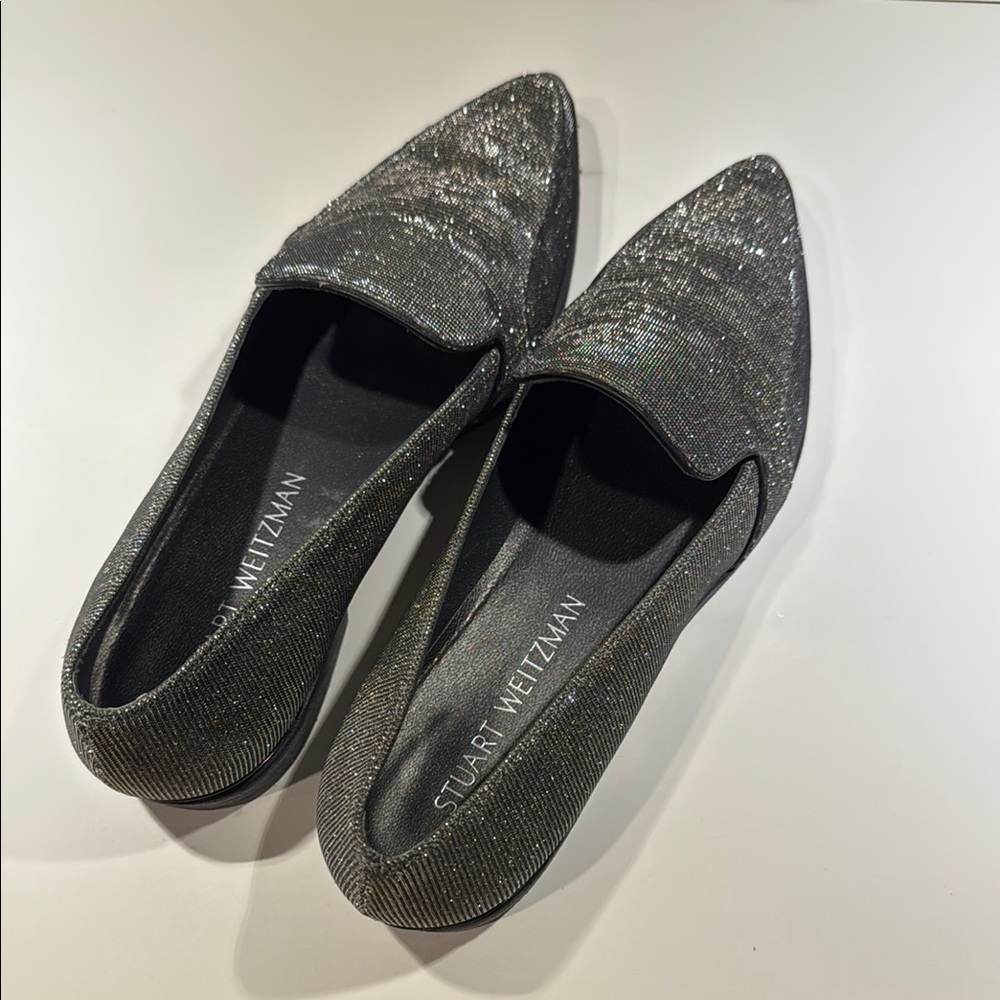 Stuart Weitzman Silver Flats Elegant Slip-On Loafers